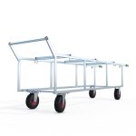 Carrello LP1 in acciaio per feretri con ruote girevoli e sistema di fissaggio sicuro