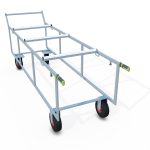 Carrello LP1 per feretri in acciaio con ruote antiforatura e manopole regolabili