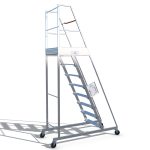 Scala a castello Stabilia in acciaio inox con ruote piroettanti e freno