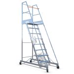 Scala a castello Stabilia con telaio in acciaio inox e ruote con freno