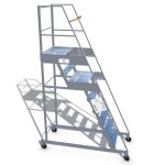Scala a castello Stabilia in acciaio inox con gradini antiscivolo e ruote piroettanti