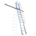 Scala F12 scorrevole in alluminio con carrello regolabile e binario curvo o dritto.