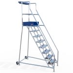 Scala Standard Classica in alluminio con ruote, parapetto e gradini antiscivolo per sicurezza e stabilità
